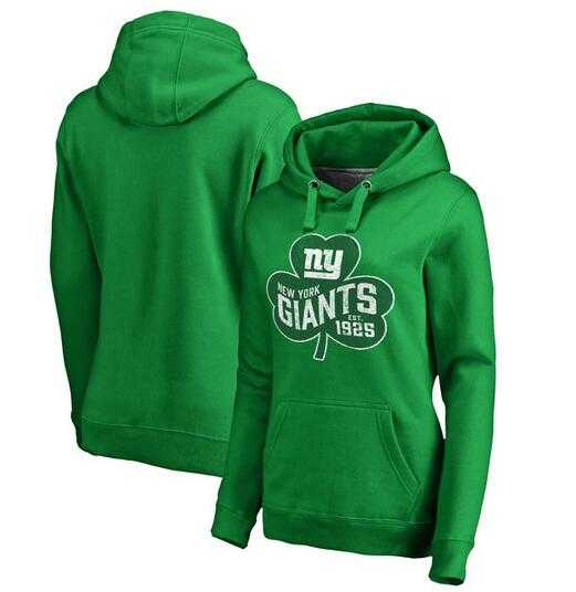Women New York Giants Pro Line by Fanatics Branded St. Patrick's Day Paddy's Pride Pullover Hoodie Kelly Green FengYun